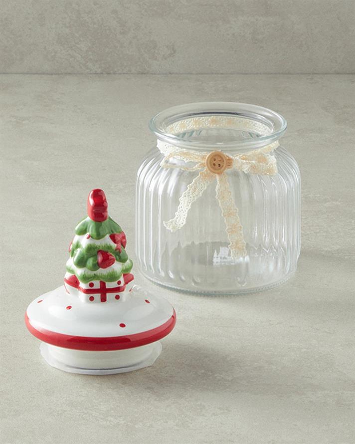 Borcan depozitare cu capac, Pine Tree, sticlă, 600 ml, transparent