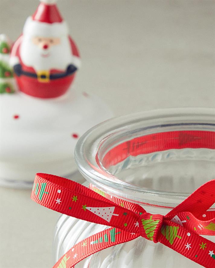 Borcan depozitare cu capac, Santa, sticlă, 600 ml, roșu