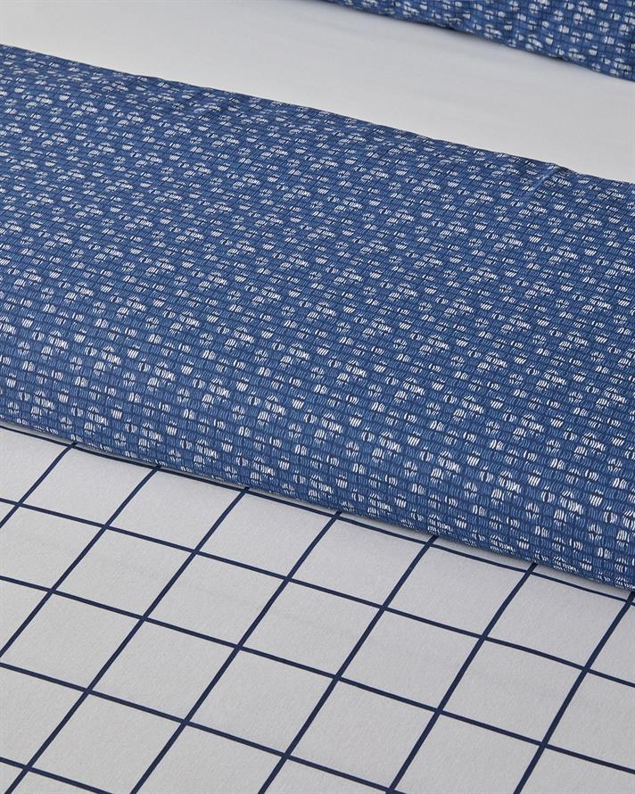 Border Check Ușor De Călcat Double Set Lenjerie De Pat 200x220 cm Albastru