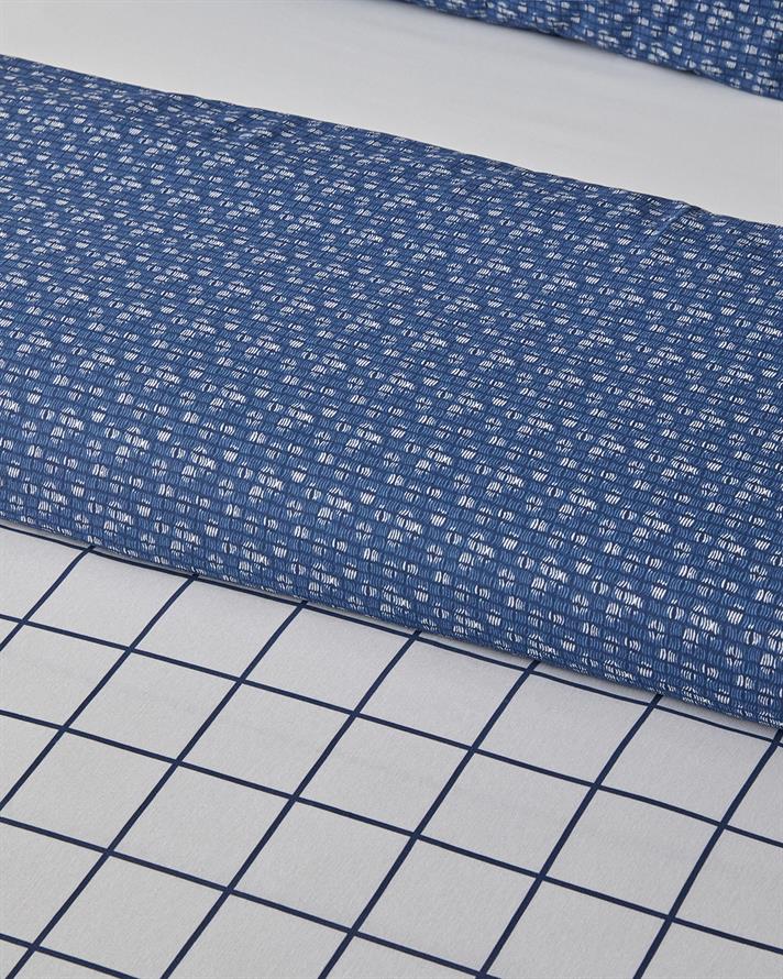 Border Check Ușor De Călcat Single Set Lenjerie De Pat 160x220 cm Albastru