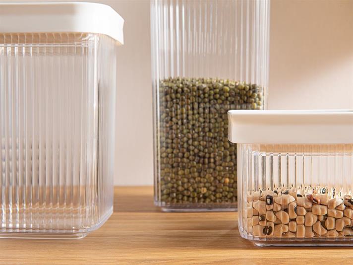 Boston Plastic Pătrat 3 Piese Recipient Alimente 550+1200+1750 ml Bej