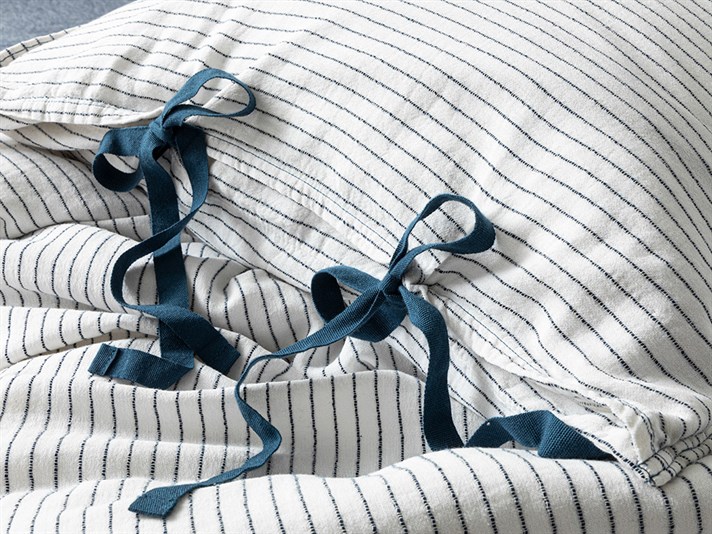 Bowline Spălat Parțial Super King Set Lenjerie De Pat 260x220 cm Alb - Indigo