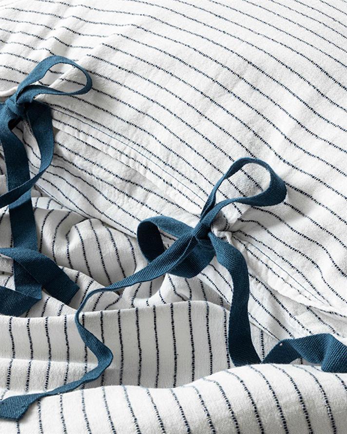 Bowline Spălat Parțial Double Set Lenjerie De Pat 200x220 cm Alb - Indigo