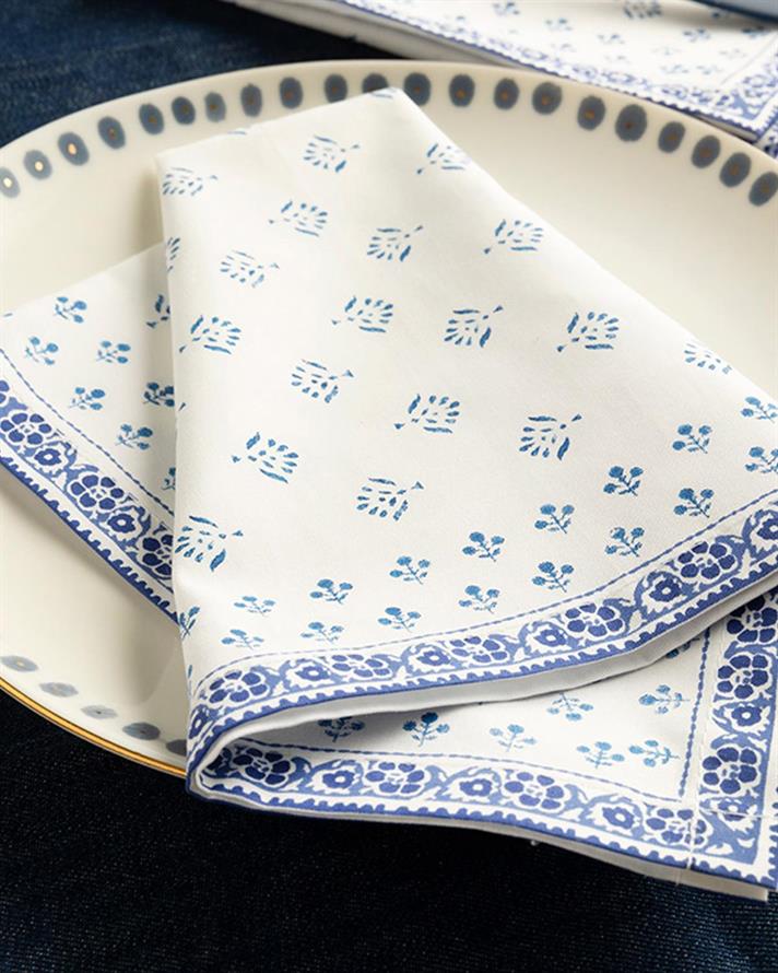 Braid Dots Cotton 2 pcs Guest Napkins 40x40 cm Blue - Dark Blue