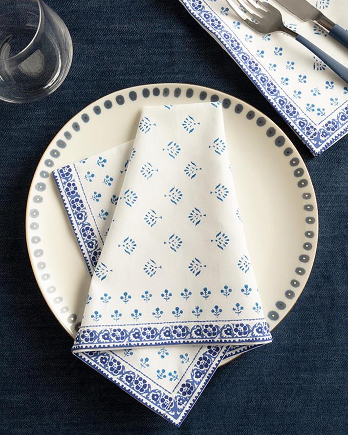 Braid Dots Cotton 2 pcs Guest Napkins 40x40 cm Blue - Dark Blue