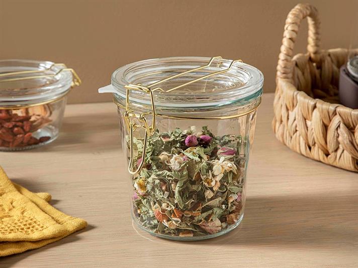 Bright Glass Storage Box 500 ml Gold