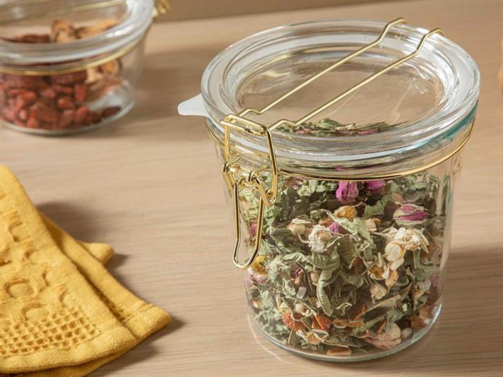 Bright Glass Storage Box 500 ml Gold