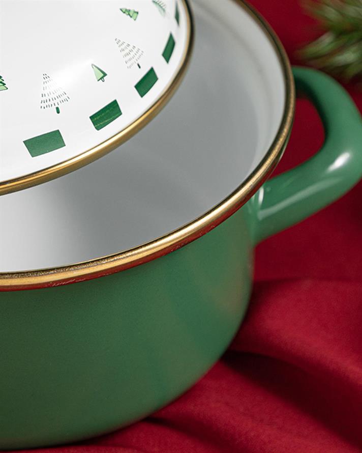 Winter Joy Enamel Mini Cookware 14 cm Green