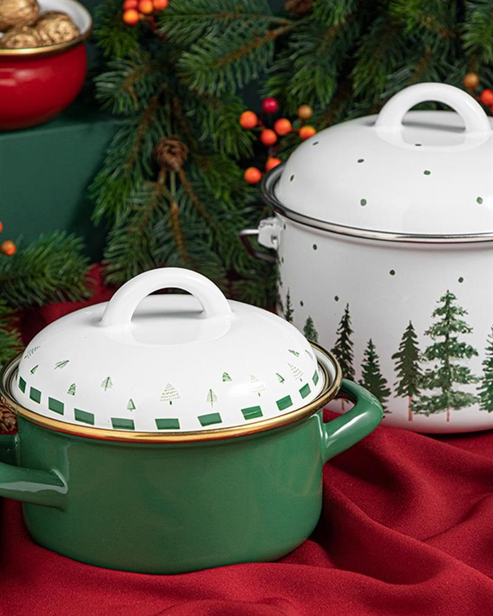 Winter Joy Enamel Mini Cookware 14 cm Green