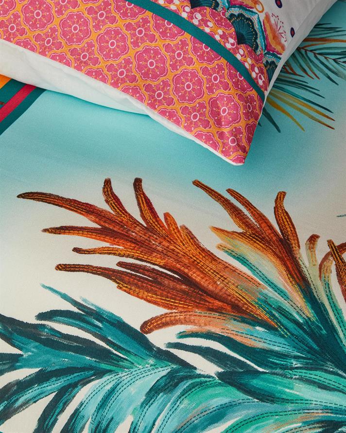 Palmy Patch Bumbac Delicat Imprimat Digital Single Set Lenjerie De Pat 160x220 cm Portocaliu - Bej