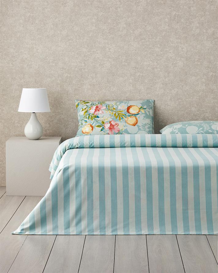 Leafy Orchard Bumbac Double Set Lenjerie De Pat 200x220 cm Portocaliu - Verde