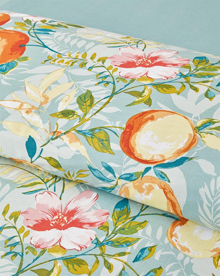 Leafy Orchard Bumbac Single Set Lenjerie De Pat 160x220 cm Portocaliu - Verde