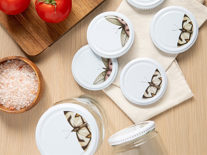 Butterfly Metal 10 Pieces Jar Lid 82 mm White