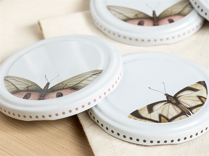 Butterfly Metal 10 Pieces Jar Lid 82 mm White