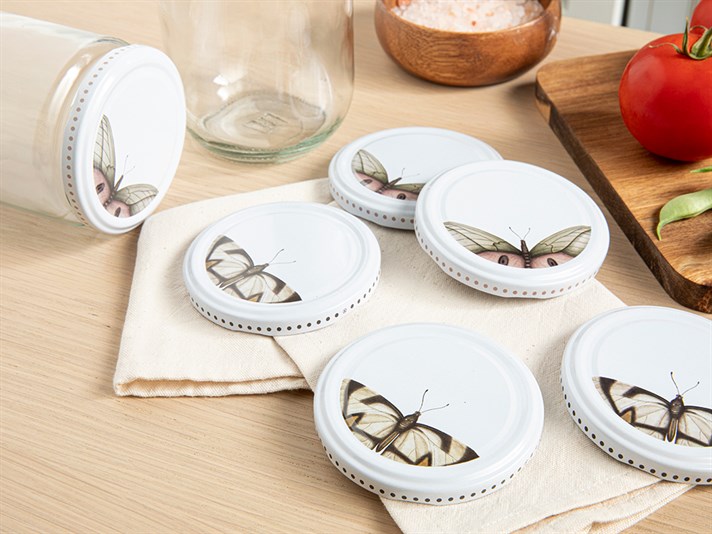 Butterfly Metal 10 Pieces Jar Lid 82 mm White