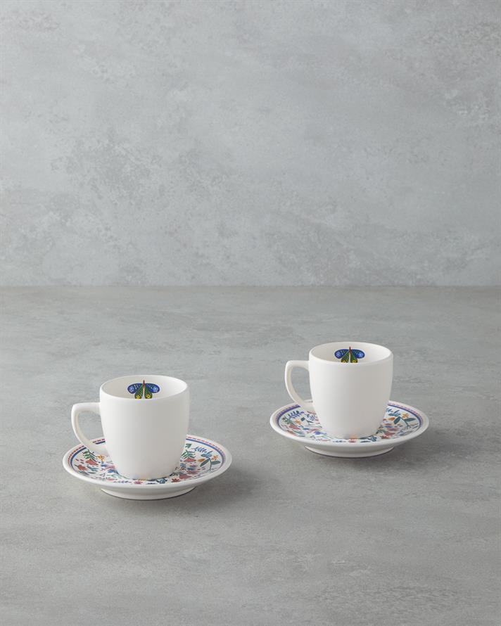 Butterfly Ceramică 4 Piese 2 Persoane Set De Cești De Cafea 110 ml Albastru