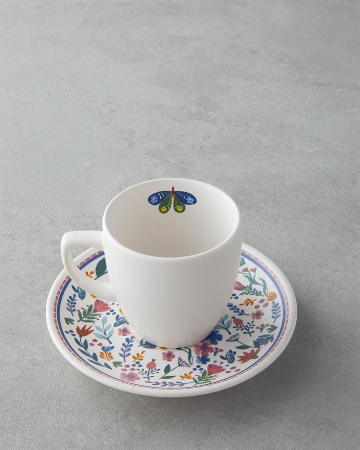 Butterfly Ceramică 4 Piese 2 Persoane Set De Cești De Cafea 110 ml Albastru