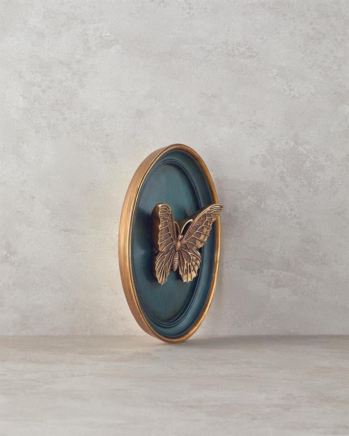 Butterfly Polirășină Accesoriu De Perete 20x26 cm Verde - Gold