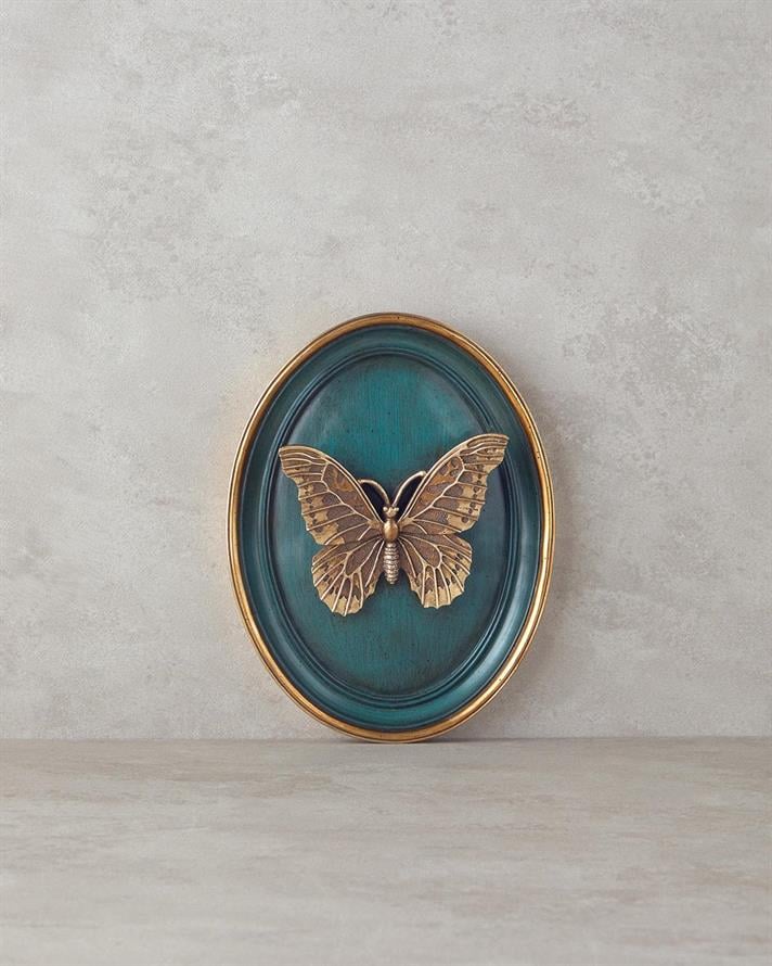 Butterfly Polirășină Accesoriu De Perete 20x26 cm Verde - Gold