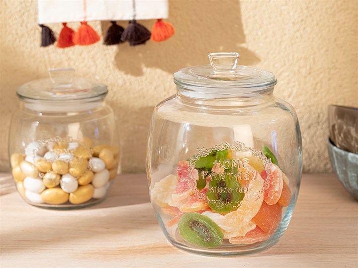 Butterflys Glass Storing Jar 1200 ml White