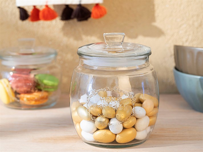Butterflys Glass Storing Jar 900 ml White