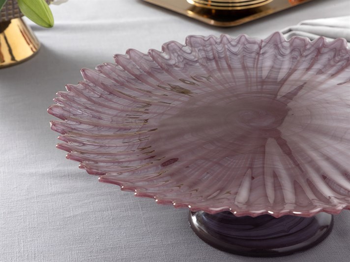 Puppy Glass Cake Stand 33 cm Purple