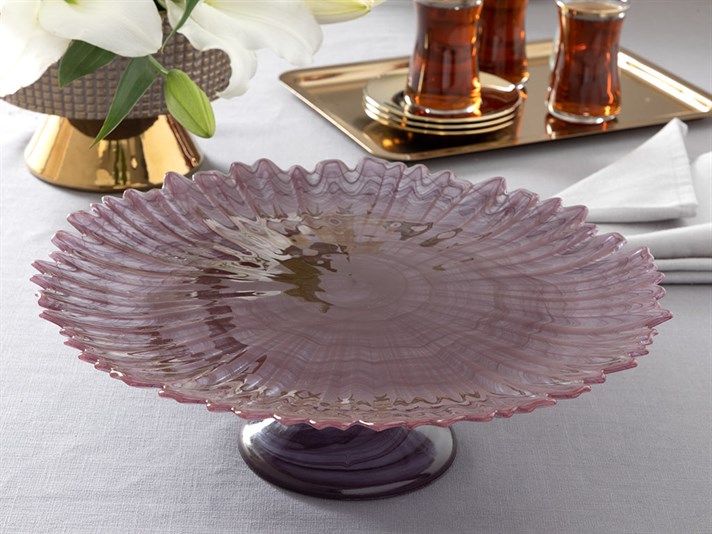 Puppy Glass Cake Stand 33 cm Purple
