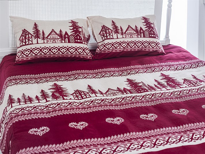 cabană Flanelă Double Set Lenjerie De Pat 200x220 cm Bordo