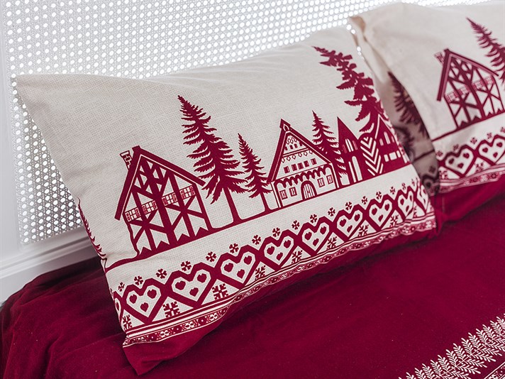 cabană Flanelă Double Set Lenjerie De Pat 200x220 cm Bordo