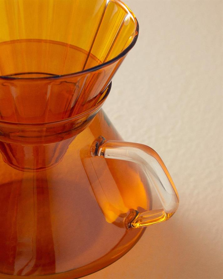 Cafetieră cu suport din sticlă pentru filtru, sticlă borosilicată, 700 ml, arămiu