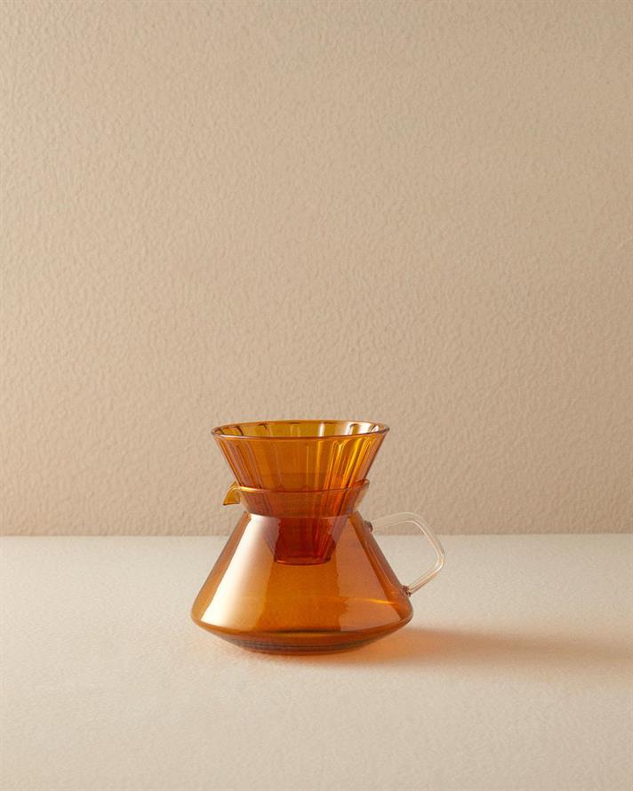 Cafetieră cu suport din sticlă pentru filtru, sticlă borosilicată, 700 ml, arămiu