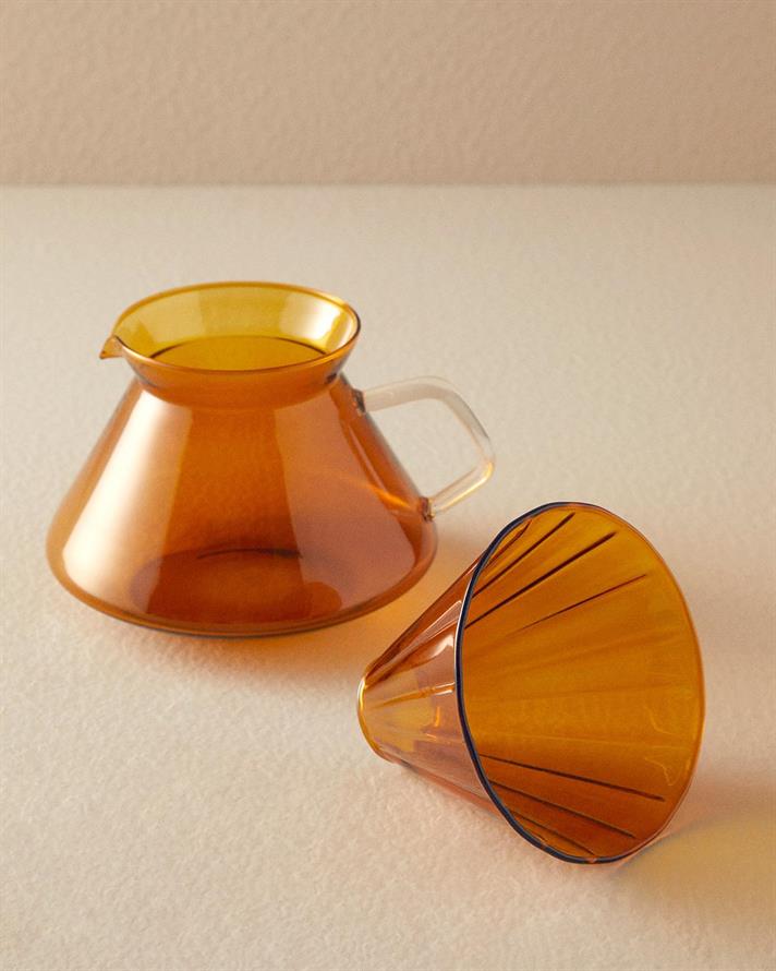 Cafetieră cu suport din sticlă pentru filtru, sticlă borosilicată, 700 ml, arămiu