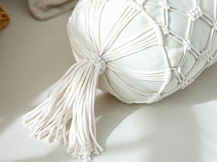 Cage Macrame Filled Cushion 35x50 cm Ecru