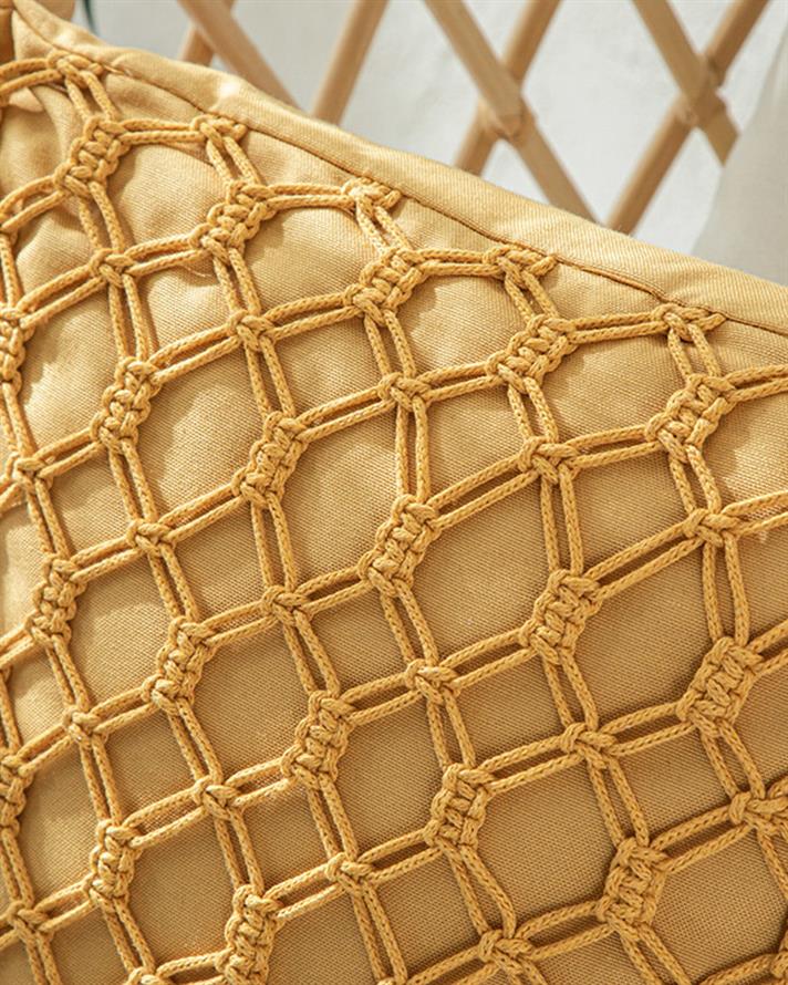 Cage Macrame Filled Cushion 45x45 cm Dark Yellow