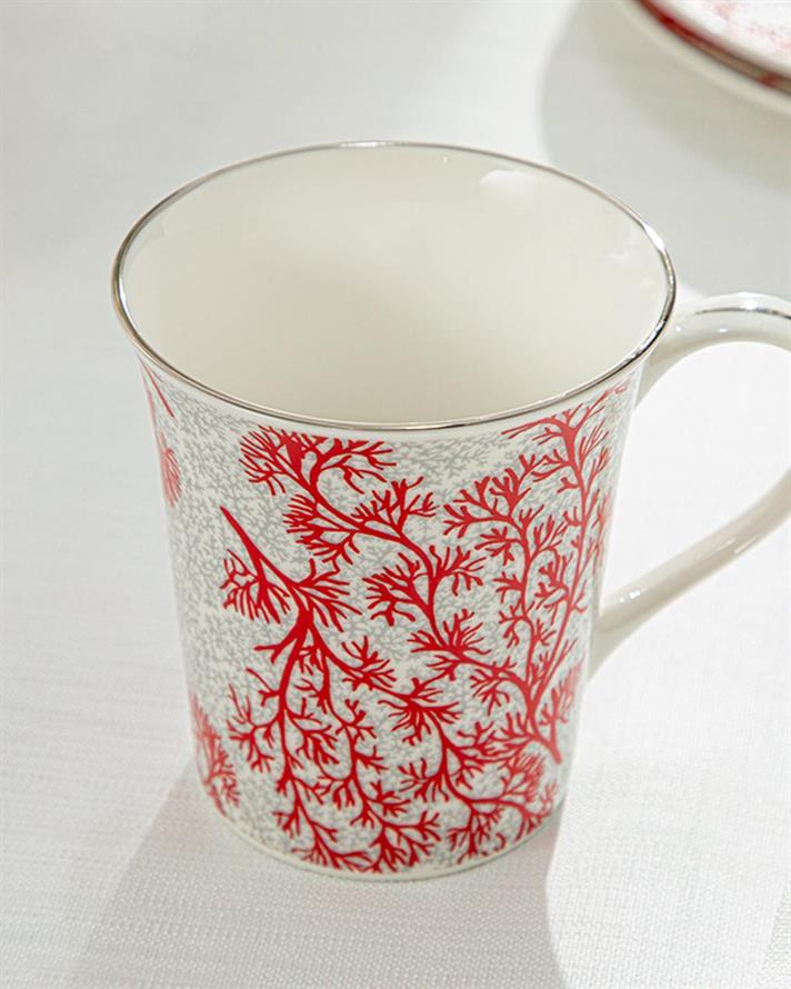 Cană, Coral Reef, porțelan, 330 ml, gri - roșu