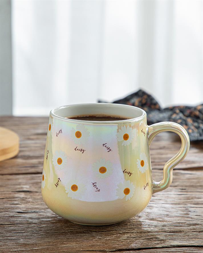 Cană, Daisy, ceramică, 350 ml, galben