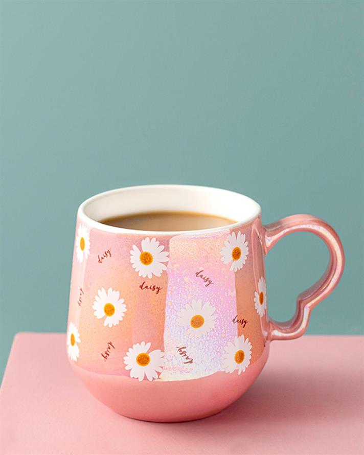 Cană, Daisy, ceramică, 350 ml, roz