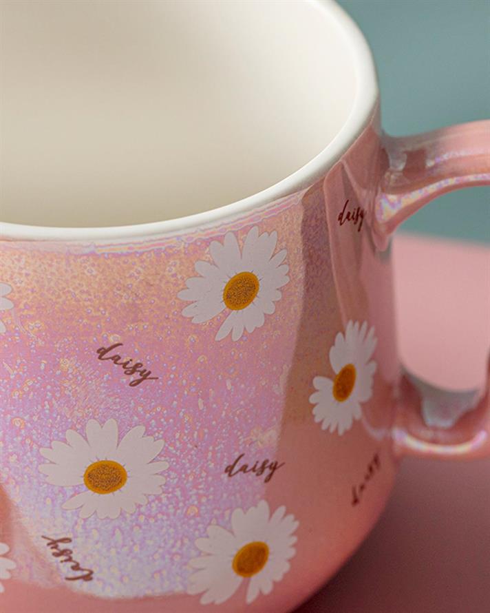 Cană, Daisy, ceramică, 350 ml, roz