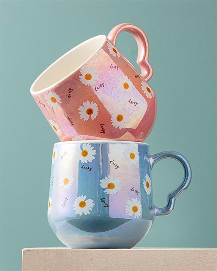 Cană, Daisy, ceramică, 350 ml, roz