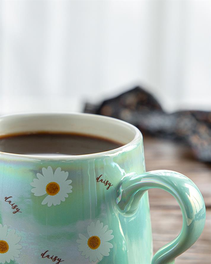 Cană, Daisy, ceramică, 350 ml, verde