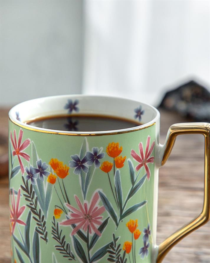Flower Time New Bone China Cup 350 ml Green