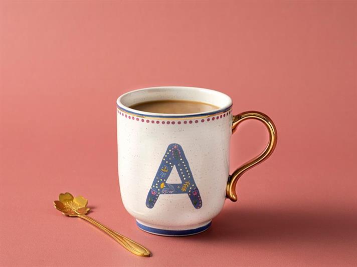 Cană, Letter A, porțelan, 500 ml, multicolor