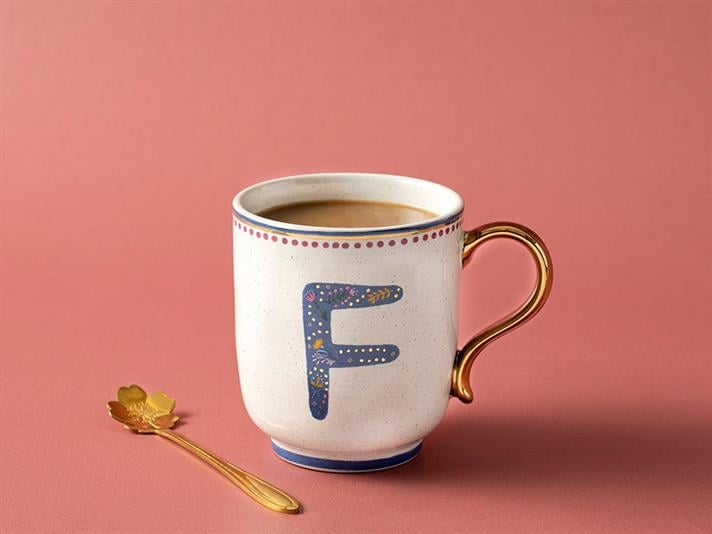 Letter F Stoneware Cup 500 ml Colorful