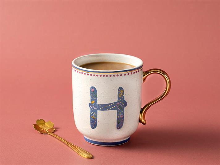 Cană, Letter H, porțelan, 500 ml, multicolor