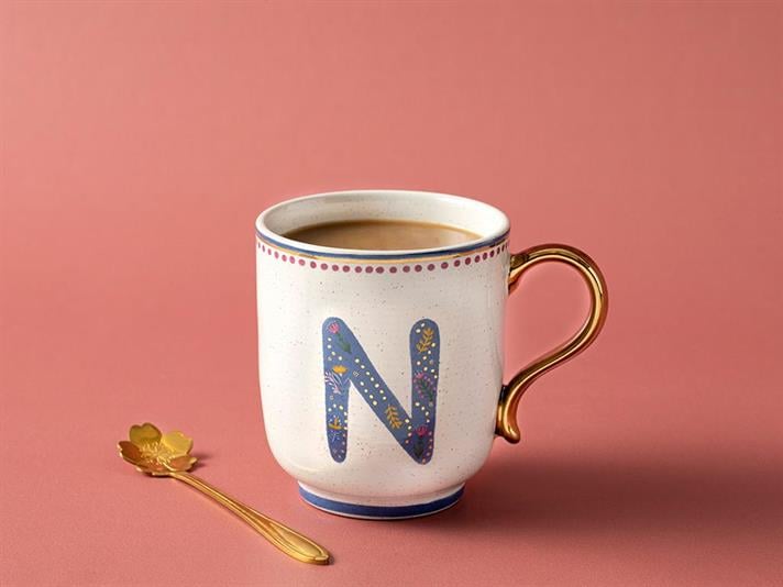 Cană, Letter N, porțelan, 500 ml, multicolor