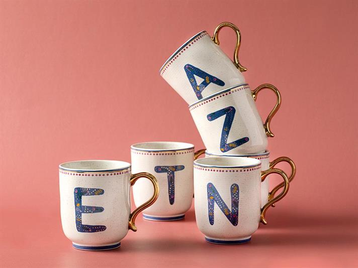 Cană, Letter T, porțelan, 500 ml, multicolor