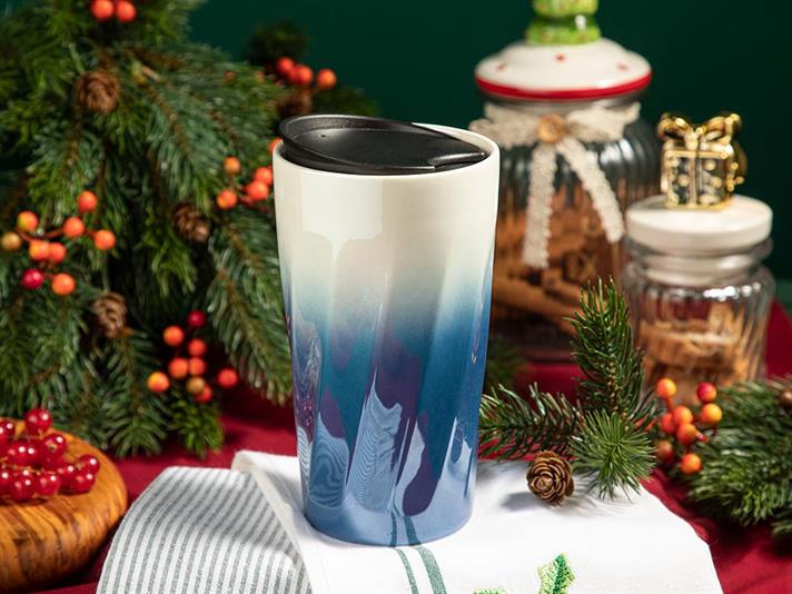 Duke Porcelain Double Wall Travel Mug 360 ml Blue