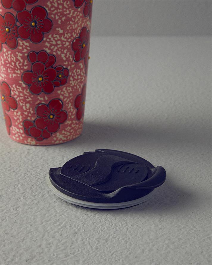 Cană termică, Helena, ceramică, 350 ml, roșu