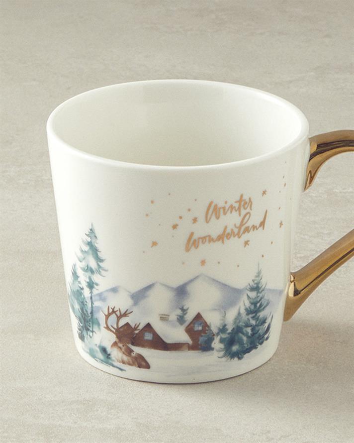 Cană, Winter Wonderland, porțelan, 370 ml, auriu