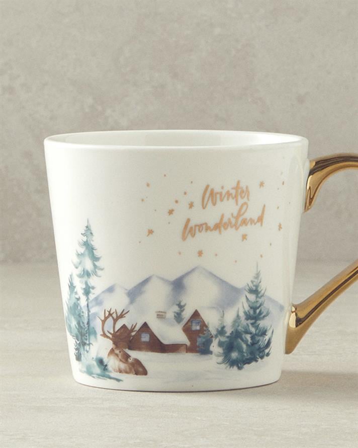 Cană, Winter Wonderland, porțelan, 370 ml, auriu